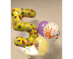 Cipars L un trīs apdrukas baloni Cipars L un trīs apdrukas baloni