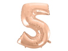 Folijas balons 92cm XXL - cipars 5, zelta, rozā