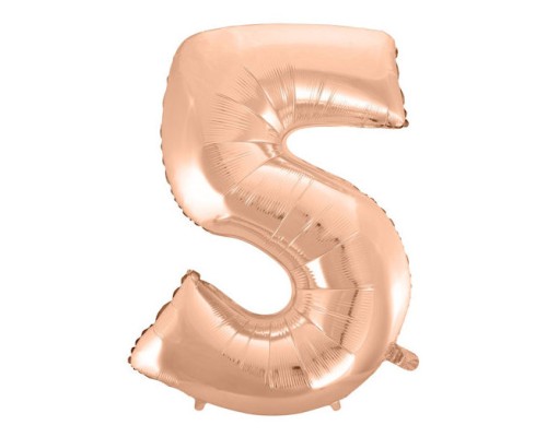 Folijas balons 92cm XXL - cipars 5, zelta, rozā Folijas balons 92cm XXL - cipars 5, zelta, rozā