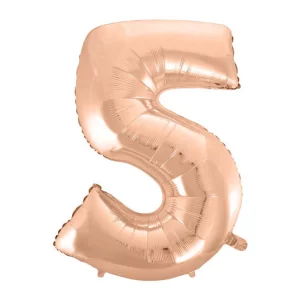 Folijas balons 92cm XXL - cipars 5, zelta, rozā Folijas balons 92cm XXL - cipars 5, zelta, rozā
