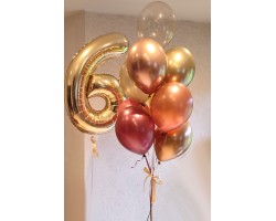 Cipars XL  un deviņu balonu pušķis ar hroma baloniem Cipars XL  un deviņu balonu pušķis ar hroma baloniem