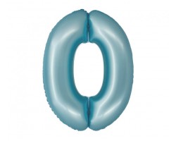 Folijas balons 76cm L - cipars 0, zils, gaiši, matēts