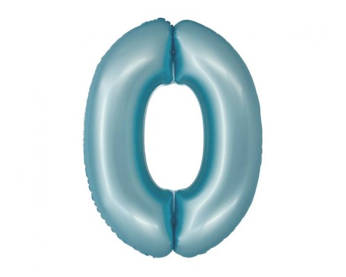 Folijas balons 76cm L - cipars 0, zils, gaiši, matēts