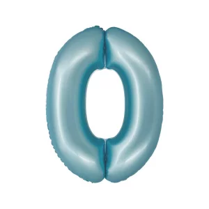 Folijas balons 76cm L - cipars 0, zils, gaiši, matēts Folijas balons 76cm L - cipars 0, zils, gaiši, matēts