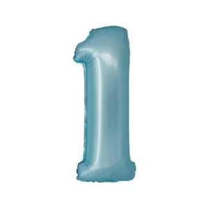 Folijas balons 76cm L - cipars 1, zils, gaiši, matēts