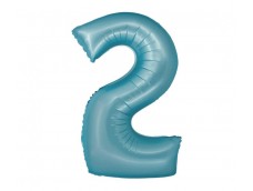 Folijas balons 76cm L - cipars 2, zils, gaiši, matēts