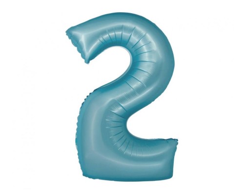 Folijas balons 76cm L - cipars 2, zils, gaiši, matēts