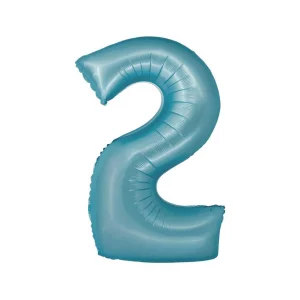 Folijas balons 76cm L - cipars 2, zils, gaiši, matēts Folijas balons 76cm L - cipars 2, zils, gaiši, matēts