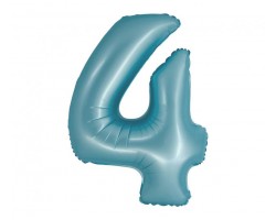 Folijas balons 76cm L - cipars 4, zils, gaiši, matēts