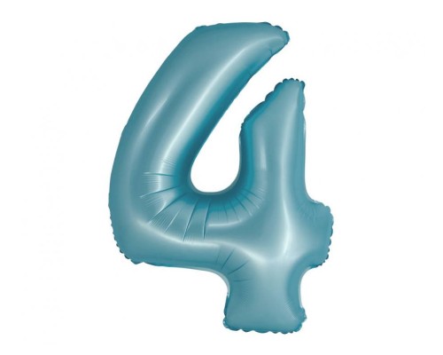 Folijas balons 76cm L - cipars 4, zils, gaiši, matēts