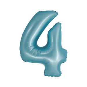 Folijas balons 76cm L - cipars 4, zils, gaiši, matēts Folijas balons 76cm L - cipars 4, zils, gaiši, matēts