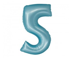 Folijas balons 76cm L - cipars 5, zils, gaiši, matēts