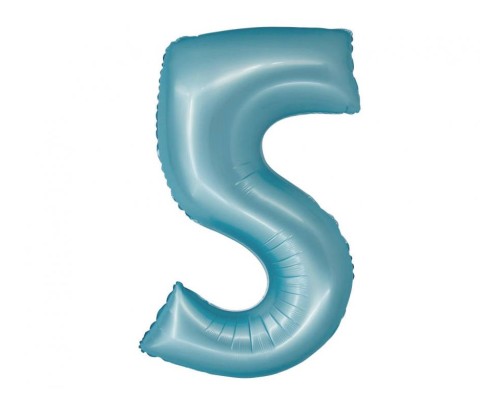 Folijas balons 76cm L - cipars 5, zils, gaiši, matēts