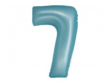 Folijas balons 76cm L - cipars 7, zils, gaiši, matēts