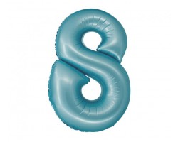 Folijas balons 76cm L - cipars 8, zils, gaiši, matēts