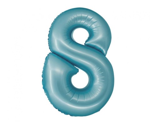 Folijas balons 76cm L - cipars 8, zils, gaiši, matēts