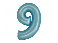 Folijas balons 76cm L - cipars 9, zils, gaiši, matēts