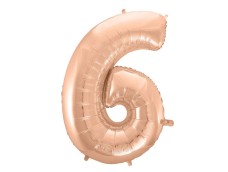 Folijas balons 92cm XXL - cipars 6, zelta, rozā