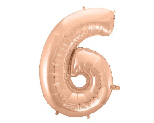 Folijas balons 92cm XXL - cipars 6, zelta, rozā Folijas balons 92cm XXL - cipars 6, zelta, rozā