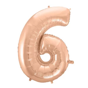 Folijas balons 92cm XXL - cipars 6, zelta, rozā Folijas balons 92cm XXL - cipars 6, zelta, rozā