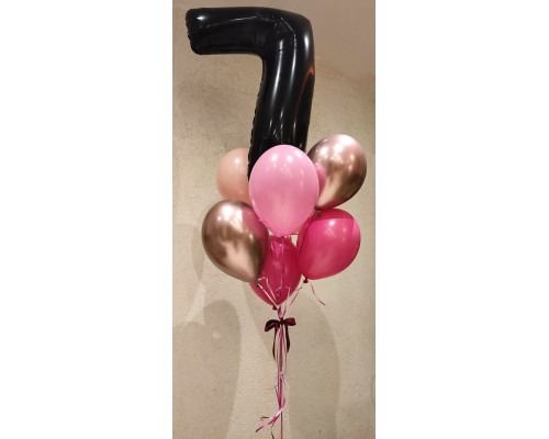 Cipars XXL septiņu balonu pušķī