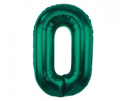 Folijas balons 85cm XL - cipars 0, zaļš, smaragda