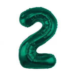 Folijas balons 85cm XL - cipars 2, zaļš, smaragda Folijas balons 85cm XL - cipars 2, zaļš, smaragda