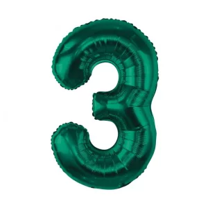 Folijas balons 85cm XL - cipars 3, zaļš, smaragda Folijas balons 85cm XL - cipars 3, zaļš, smaragda