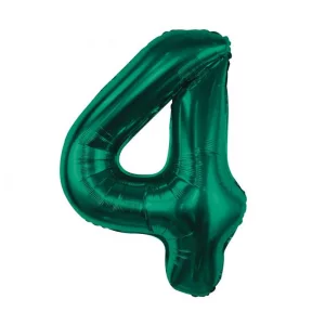 Folijas balons 85cm XL - cipars 4, zaļš, smaragda Folijas balons 85cm XL - cipars 4, zaļš, smaragda
