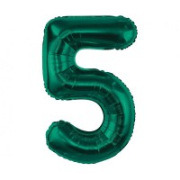 Folijas balons 85cm XL - cipars 5, zaļš, smaragda