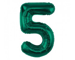 Folijas balons 85cm XL - cipars 5, zaļš, smaragda