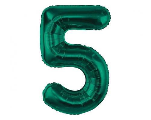 Folijas balons 85cm XL - cipars 5, zaļš, smaragda