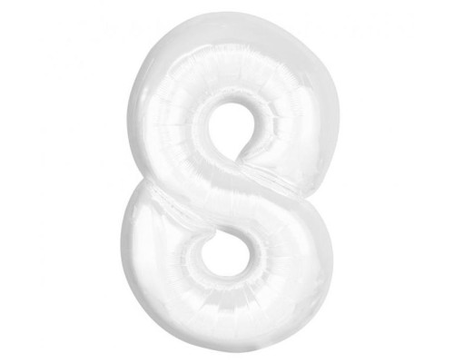 Folijas balons 92cm XXL - cipars 8, balts