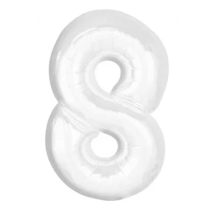 Folijas balons 92cm XXL - cipars 8, balts