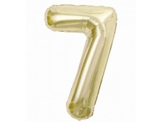 Folijas balons 85cm XL - cipars 7, zelta, gaiša/šampanieša