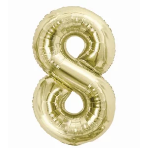 Folijas balons 85cm XL - cipars 8, zelta, gaiša/šampanieša