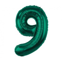 Folijas balons 85cm XL - cipars 9, zaļš, smaragda