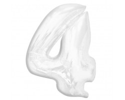 Folijas balons 92cm XXL - cipars 4, balts