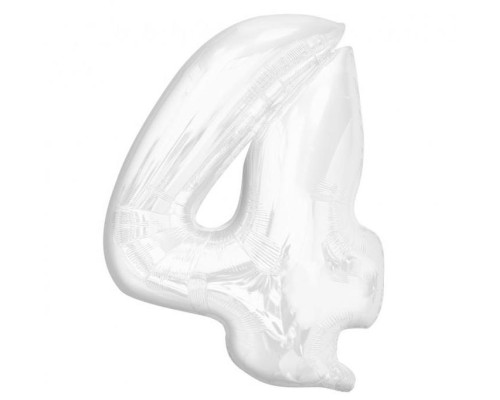 Folijas balons 92cm XXL - cipars 4, balts