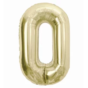 Folijas balons 85cm XL - cipars 0, zelta, gaiša/šampanieša Folijas balons 85cm XL - cipars 0, zelta, gaiša/šampanieša