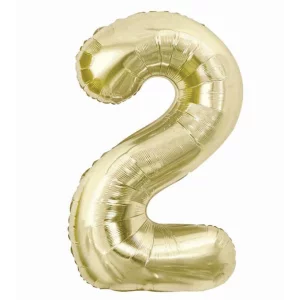 Folijas balons 85cm XL - cipars 2, zelta, gaiša/šampanieša Folijas balons 85cm XL - cipars 2, zelta, gaiša/šampanieša