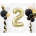 Folijas balons 85cm XL - cipars 2, zelta, gaiša/šampanieša