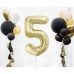 Folijas balons 85cm XL - cipars 5, zelta, gaiša/šampanieša