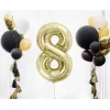 Folijas balons 85cm XL - cipars 8, zelta, gaiša/šampanieša