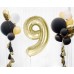 Folijas balons 85cm XL - cipars 9, zelta, gaiša/šampanieša