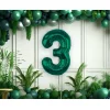 Folijas balons 85cm XL - cipars 3, zaļš, smaragda