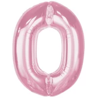 Folijas balons 92cm XXL - cipars 0, rozā, gaiši, maigi