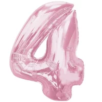 Folijas balons 92cm XXL - cipars 4, rozā, gaiši, maigi
