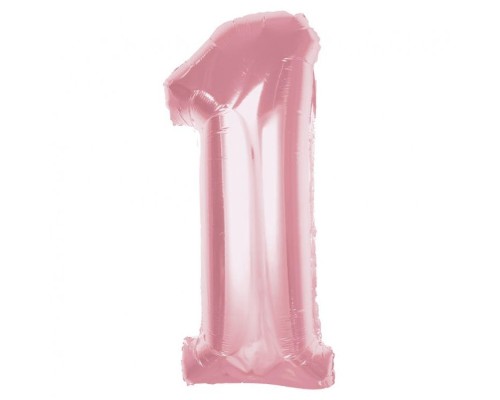 Folijas balons 92cm XXL - cipars 1, rozā, gaiši, maigi Folijas balons 92cm XXL - cipars 1, rozā, gaiši, maigi