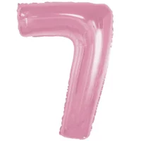 Folijas balons 92cm XXL - cipars 7, rozā, gaiši, maigi